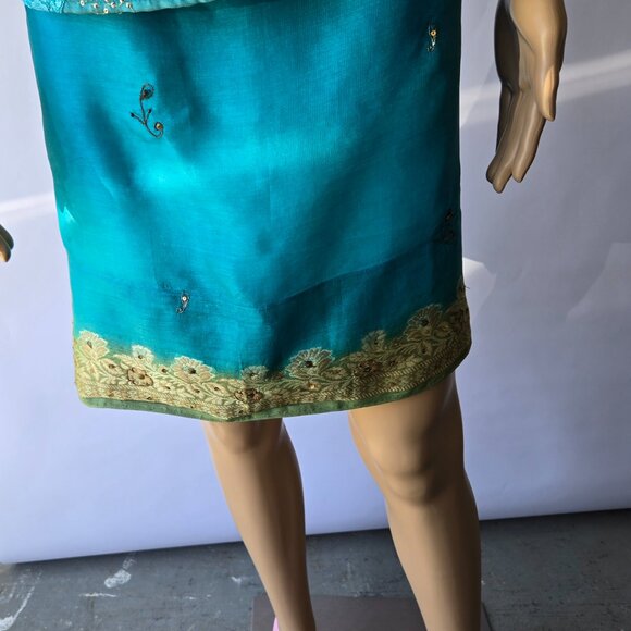 Vintage Turquoise A-line Skirt | Roselani Jasmin | Size X-Large - Picture 5 of 9